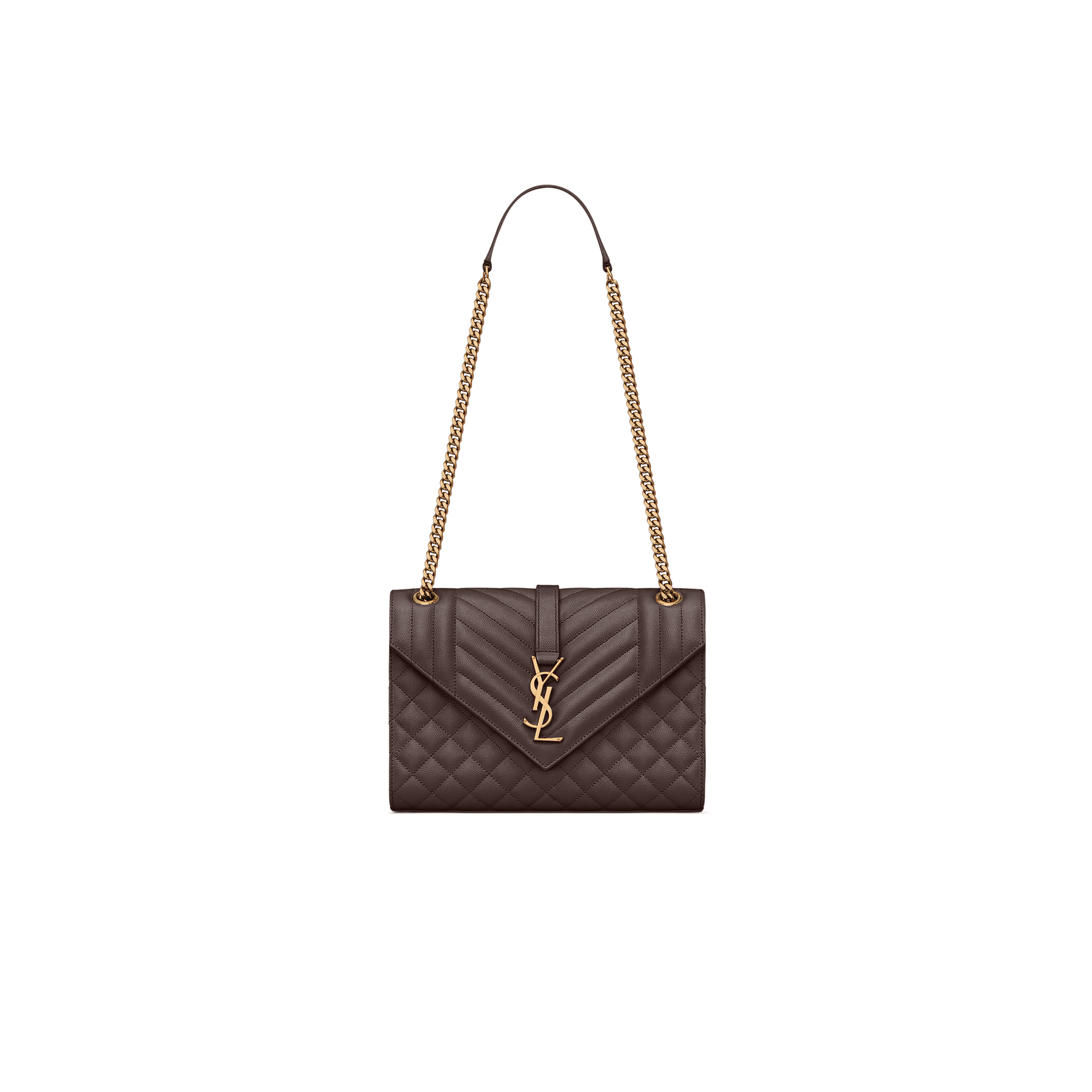 YSL ENVELOPE MEDIUM IN GRAIN DE POUDRE LEATHER 600185 (24*17.5*6cm)